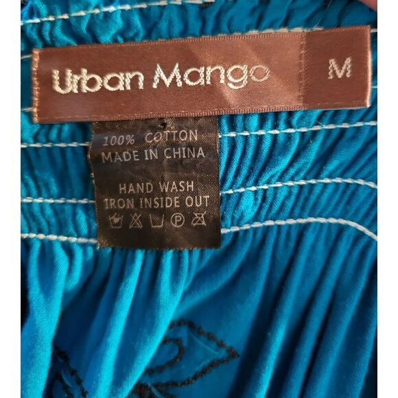 Urban Mango Deep Ocean Blue Comfy Boho Dressy Beaded Lounge Mini Dress, Size M - Picture 8 of 8
